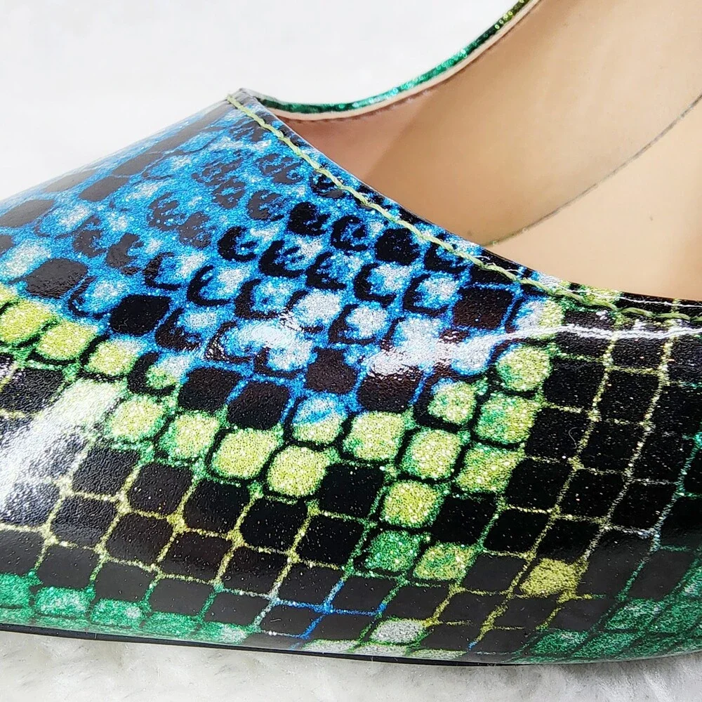 NIB Fabio Green Glitter Ombre Patent 4" High Heel Shoes Pointy Toe Pump US 7-13 - Picture 8 of 10